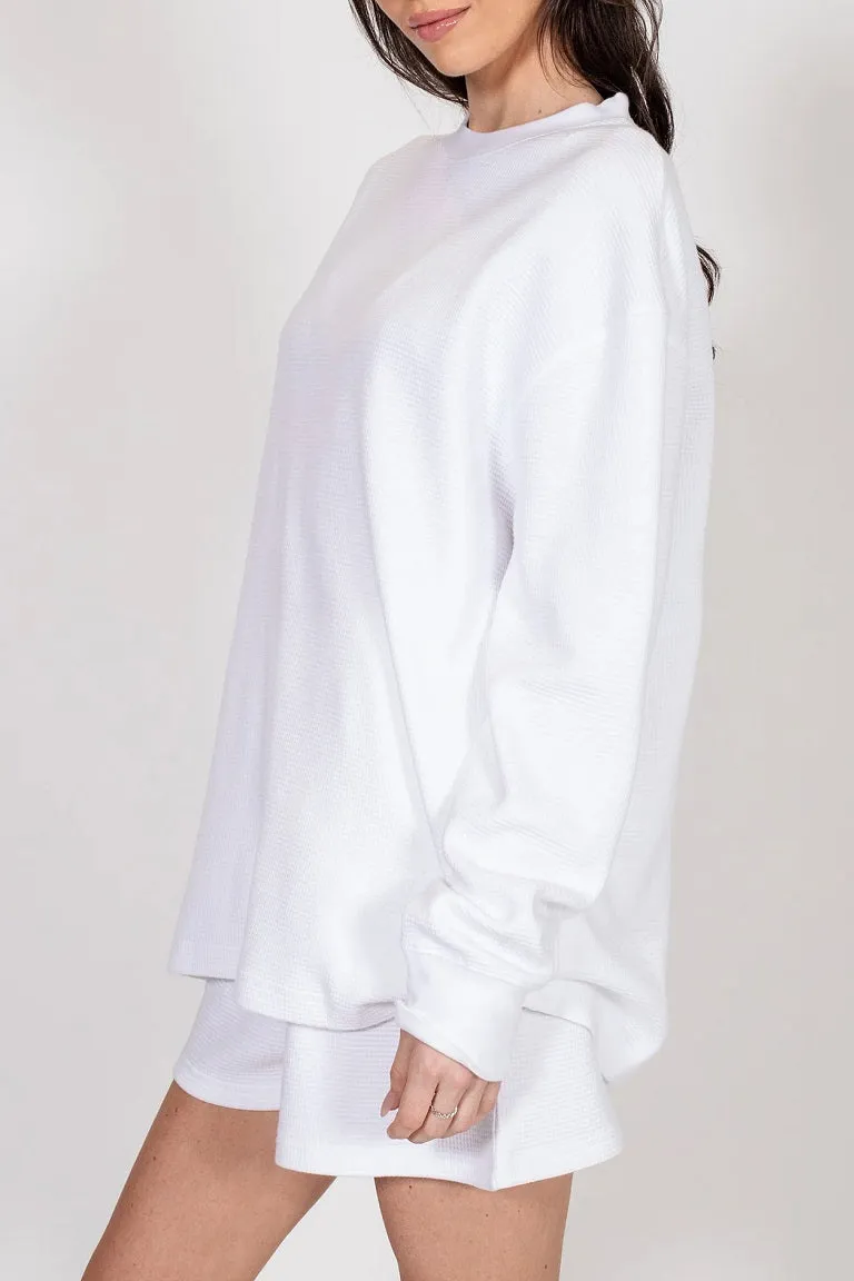 Waffle Knit Boxy Longsleeve Shirt