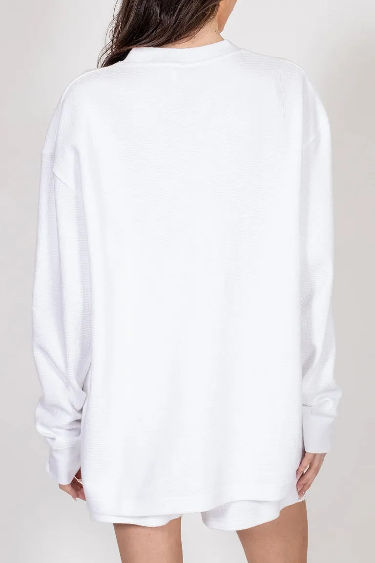 Waffle Knit Boxy Longsleeve Shirt