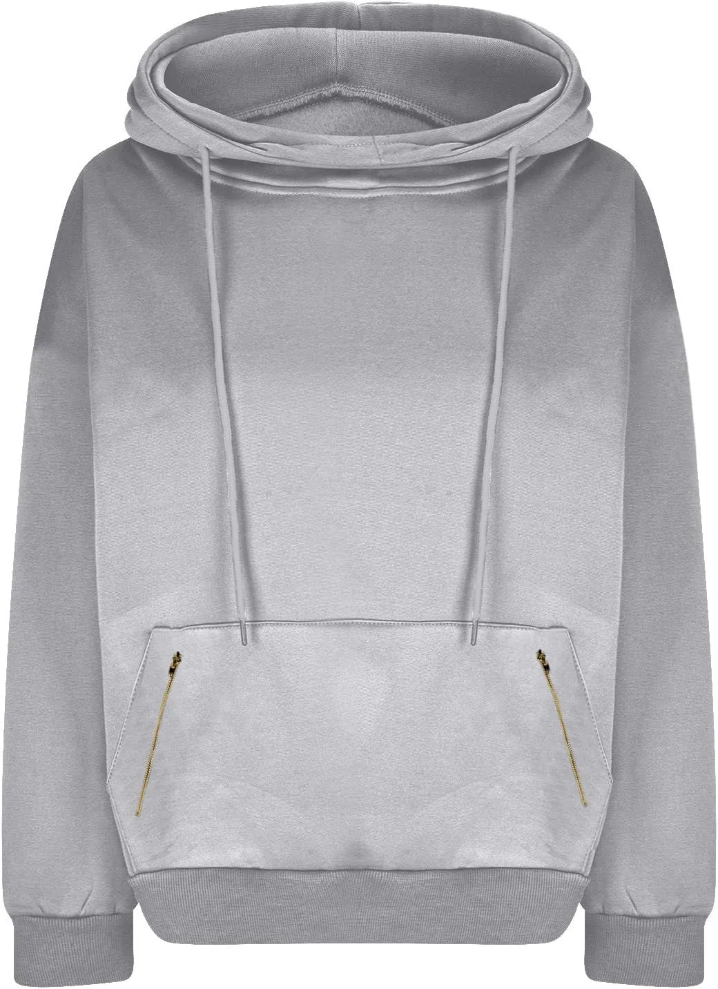 Women Cowl Neck Hoodies Fall Fleece Drawstring Sweatshirts Casual Long Sleeve Hooded Pullover Zipper Kangaroo Pocket
