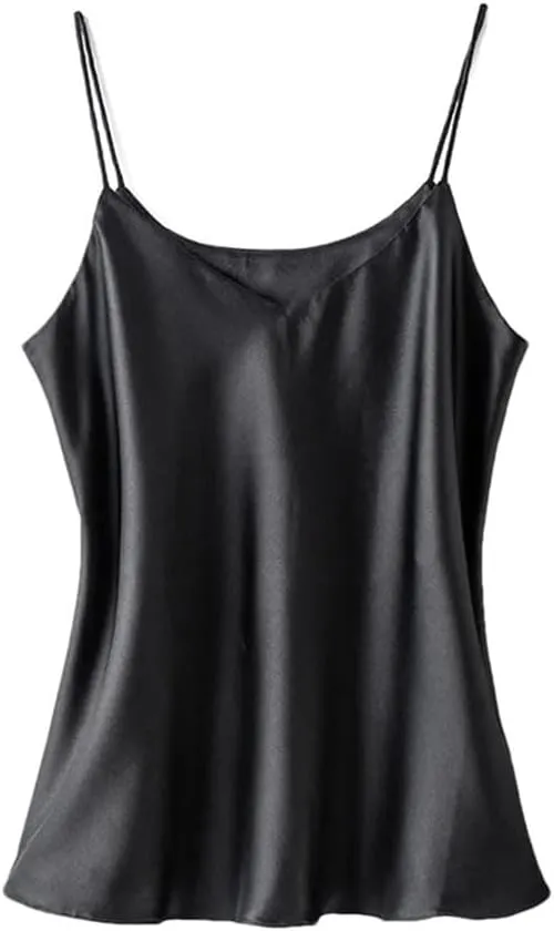 Women Double-Layer Silk Camisoles Mulberry-Silk V-Neck Tanks Summer Vest