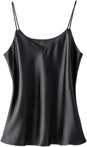 Women Double-Layer Silk Camisoles Mulberry-Silk V-Neck Tanks Summer Vest