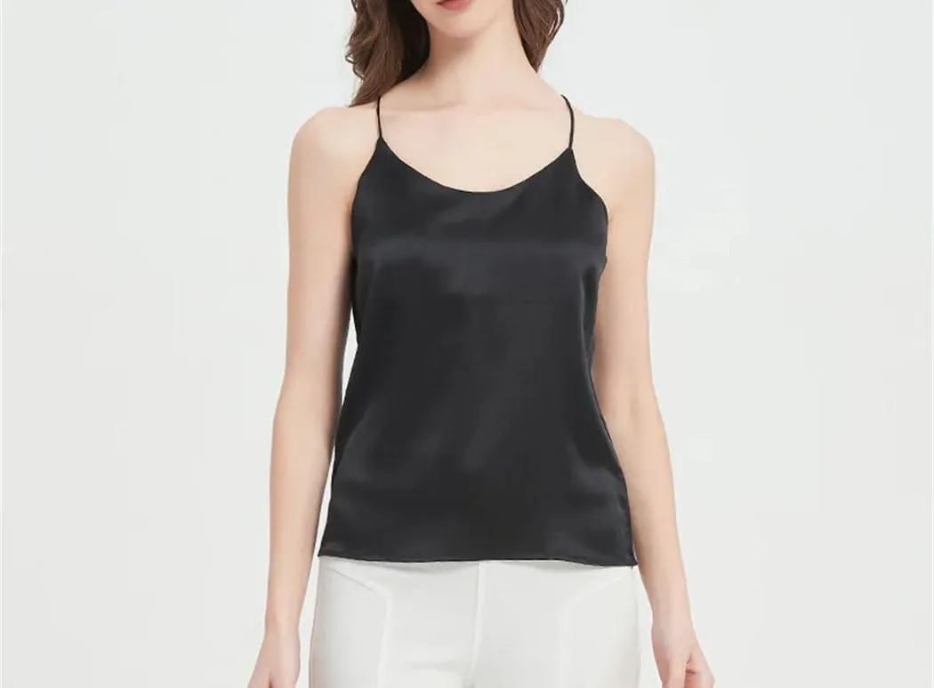 Women Mulberry Silk Camisole Summer Lightweight Sleeveless Sexy Tank Top Casual Vacation Beach Vest