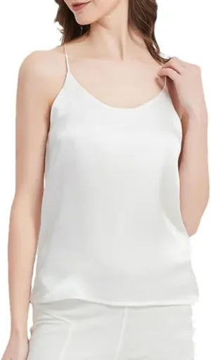 Women Mulberry Silk Camisole Summer Lightweight Sleeveless Sexy Tank Top Casual Vacation Beach Vest