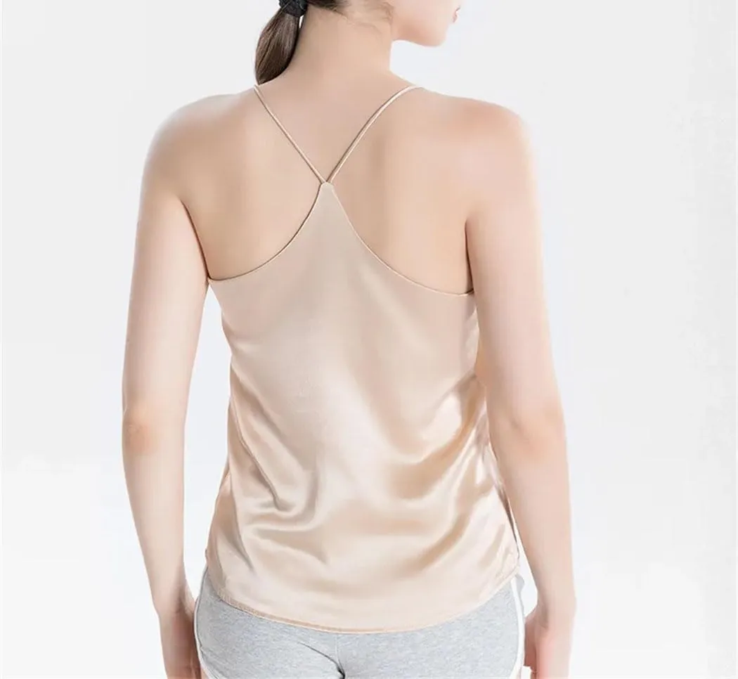 Women Mulberry Silk Camisole Summer Lightweight Sleeveless Sexy Tank Top Casual Vacation Beach Vest