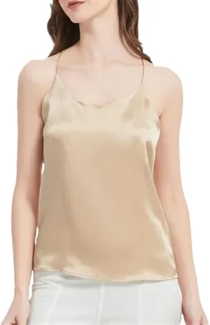Women Mulberry Silk Camisole Summer Lightweight Sleeveless Sexy Tank Top Casual Vacation Beach Vest