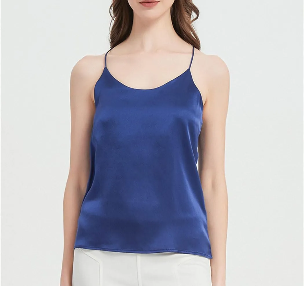 Women Mulberry Silk Camisole Summer Lightweight Sleeveless Sexy Tank Top Casual Vacation Beach Vest