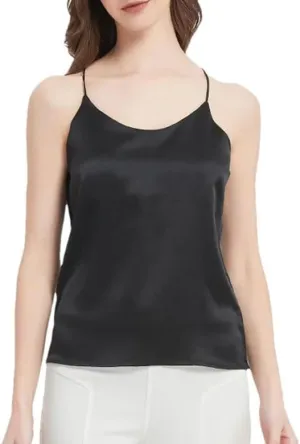 Women Mulberry Silk Camisole Summer Lightweight Sleeveless Sexy Tank Top Casual Vacation Beach Vest