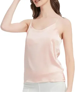 Women Mulberry Silk Camisole Summer Lightweight Sleeveless Sexy Tank Top Casual Vacation Beach Vest