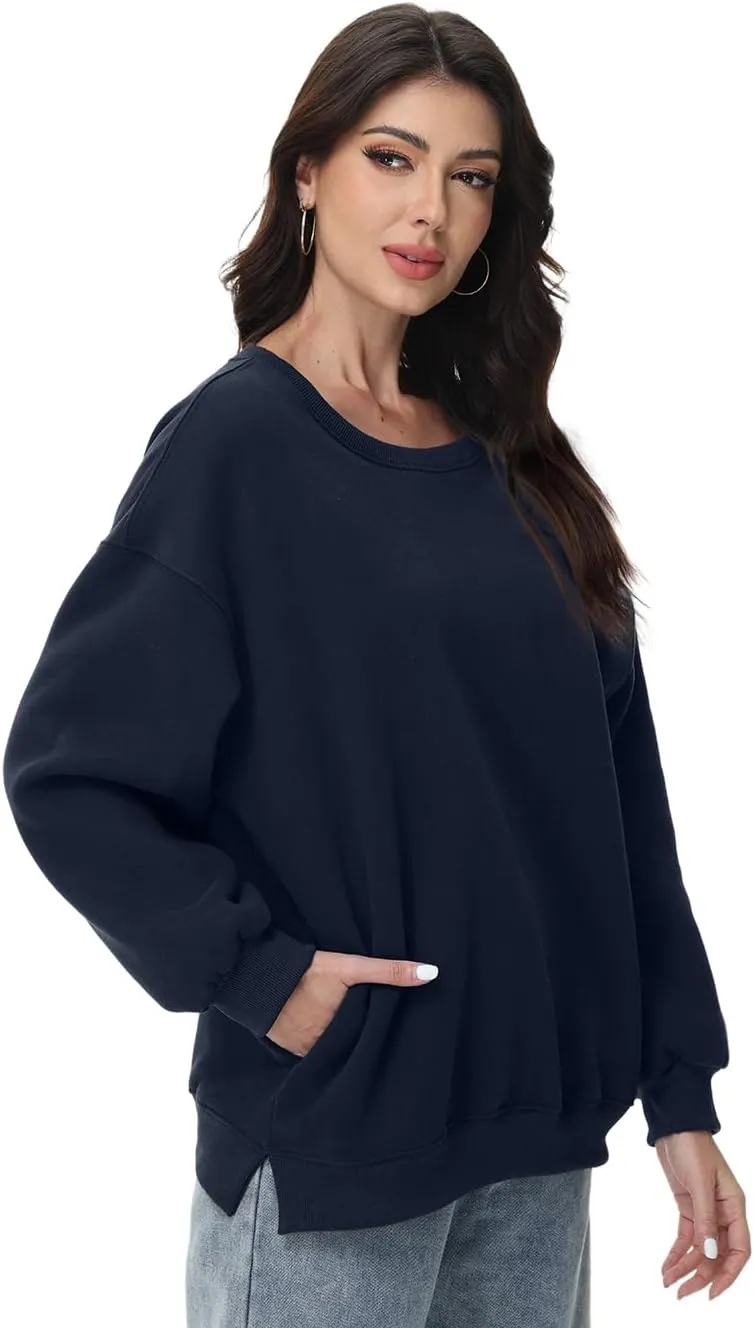 Women Oversized Sweatshirts Long Sleeve Crewneck Tops Pullover Fall Fashion Outfits Clothes with Pockets