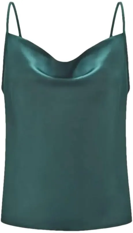Women Silk Satin Vest Summer Casual Spaghetti Camisole Sleeveless Going Out Beach Basic Tops