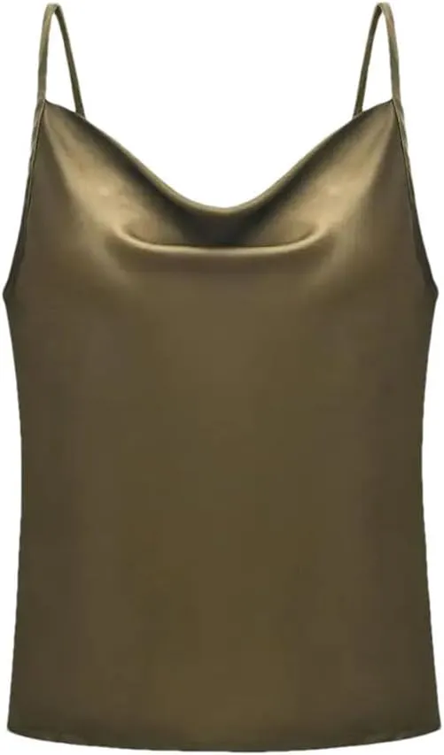 Women Silk Satin Vest Summer Casual Spaghetti Camisole Sleeveless Going Out Beach Basic Tops