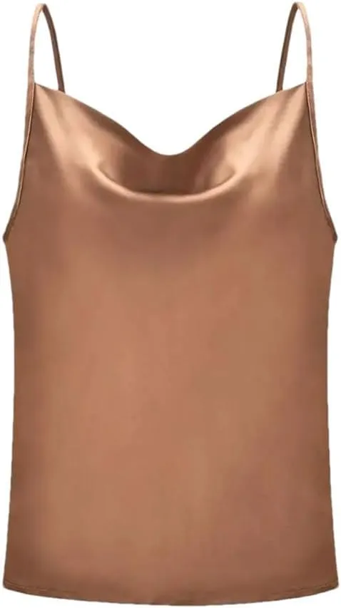 Women Silk Satin Vest Summer Casual Spaghetti Camisole Sleeveless Going Out Beach Basic Tops