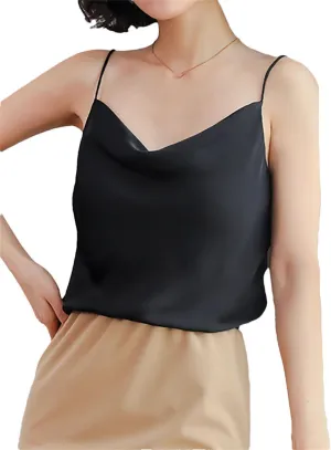 Women Spaghetti Strap Silk Tank Top Summer Sleeveless Crop Satin Vest Vacation Beach Camisole
