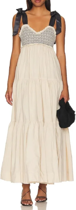 Women Summer Sleeveless Striped Maxi Dress Tie Shoulder Strap Smocked Flowy Dress Y2k Floral Beach Sundress