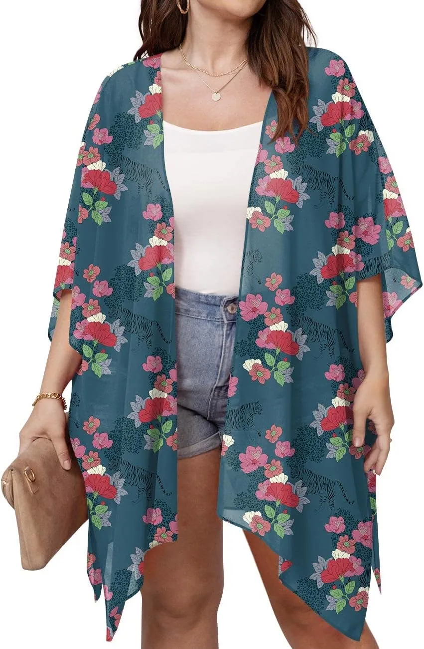 Womens 2024 Summer Beach Kimono Swimwear Cover Ups Swimsuit Bathing Suit Sheer Chiffon Cardigan Tops