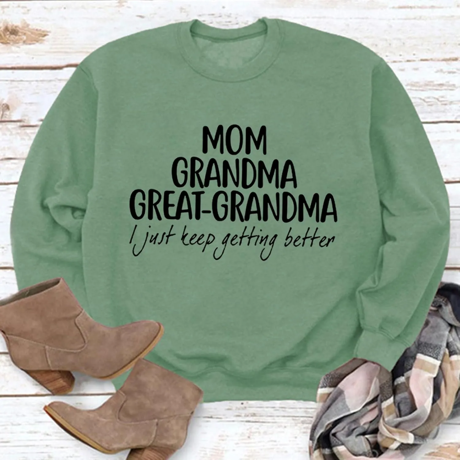 Womens Great Grandma Sweatshirt Fleece Lined Crewneck Long Sleeve Gigi Gift Inspirational Saying Tops