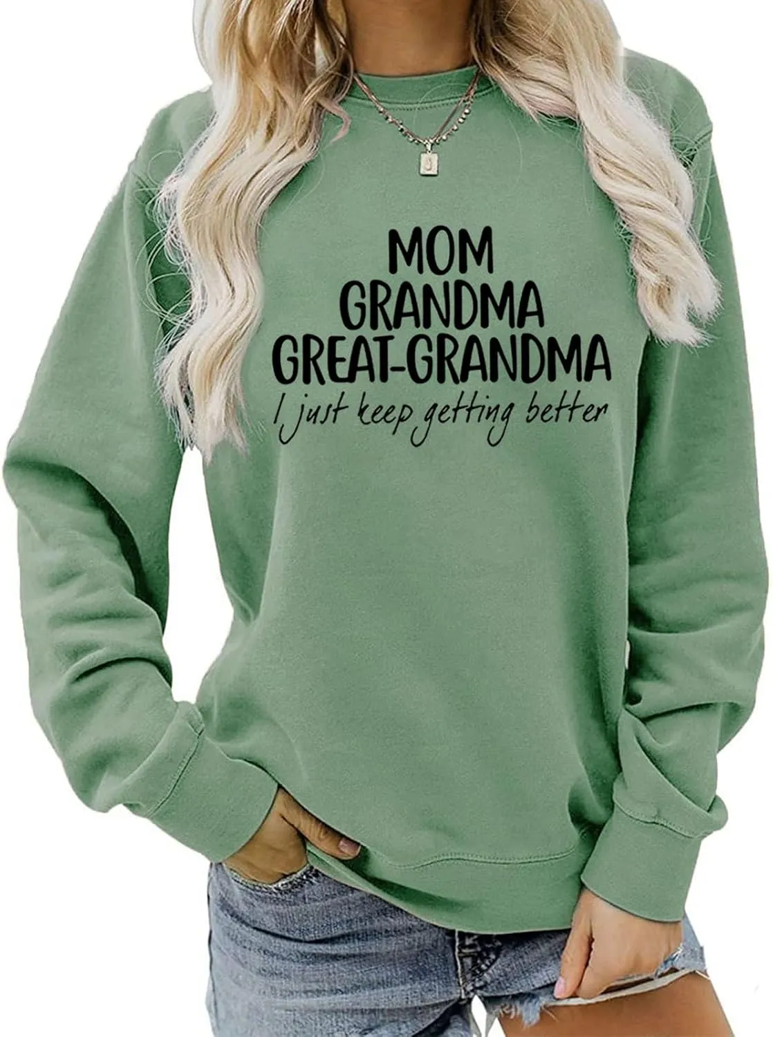 Womens Great Grandma Sweatshirt Fleece Lined Crewneck Long Sleeve Gigi Gift Inspirational Saying Tops