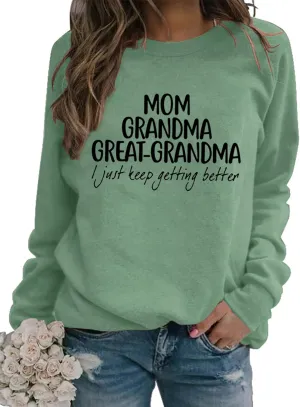 Womens Great Grandma Sweatshirt Fleece Lined Crewneck Long Sleeve Gigi Gift Inspirational Saying Tops