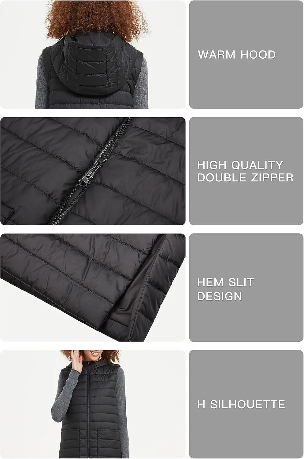 Womens Long Puffer Vest Lightweight Down Quilted Cap Sleeve Jacket with Pockets