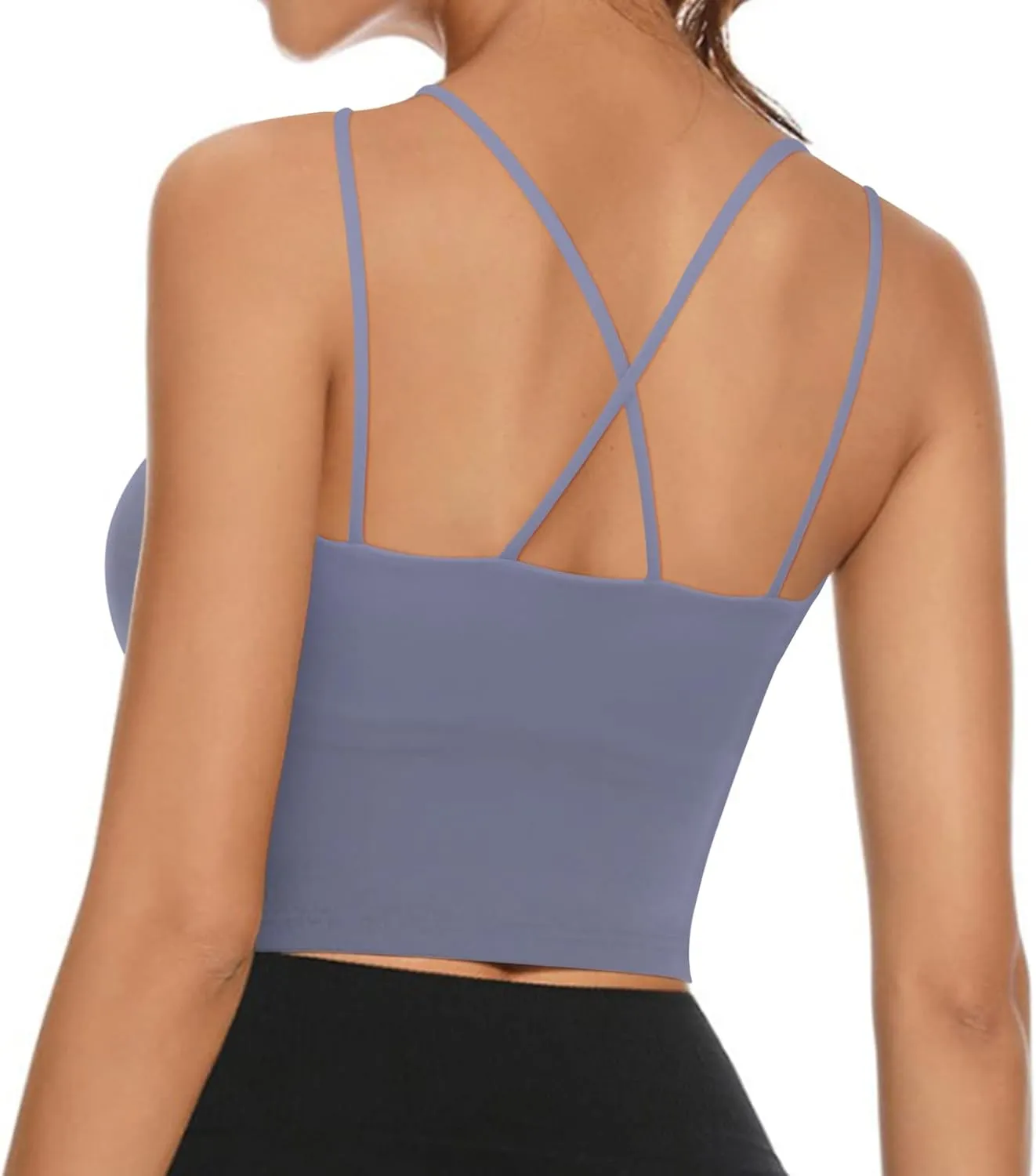 Women's Longline Sports Bra Padded Strappy Yoga Bra Fitness Running Workout Crop Tank Top2pack
