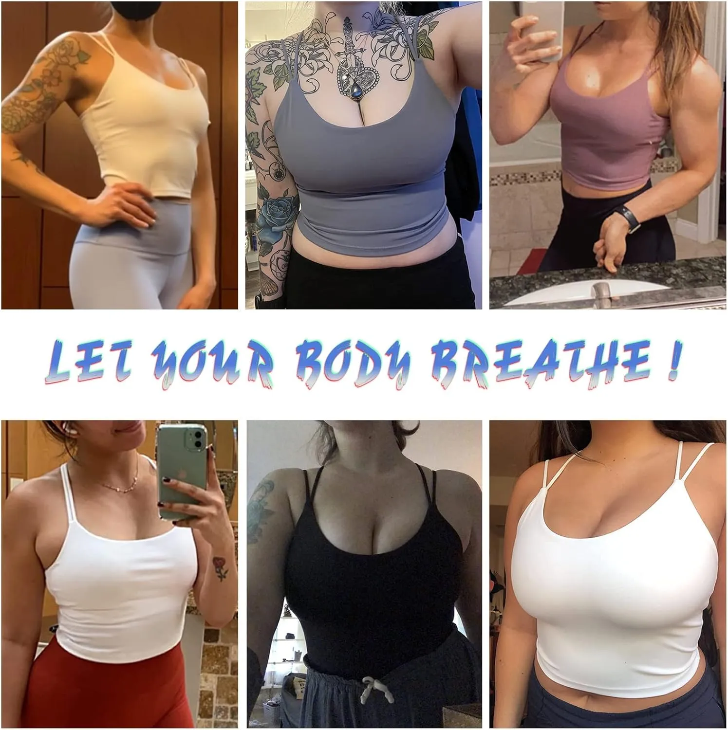 Women's Longline Sports Bra Padded Strappy Yoga Bra Fitness Running Workout Crop Tank Top2pack