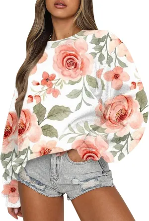 Womens Oversized Sweatshirt Hoodies Fleece Long Sleeve Crewneck Pullover Tops Casual Fall Fashion Outfits Clothes 2024