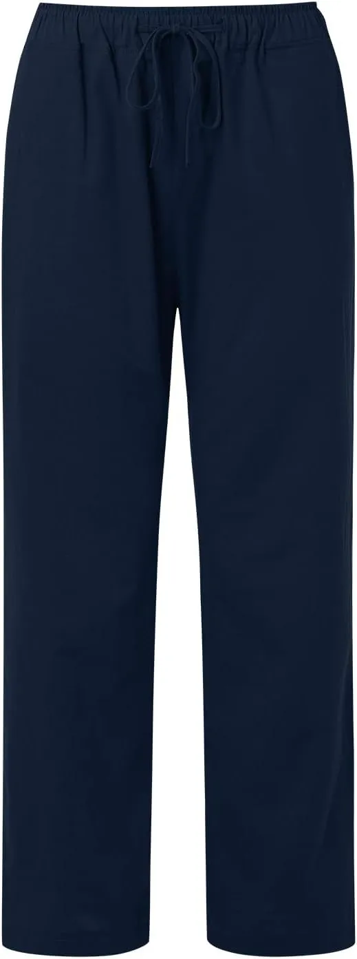 Women's Pants Summer Casual Plus Size Lightweight Straight Leg Drawstring Elastic Waist Loose Comfy Trousers with Pockets