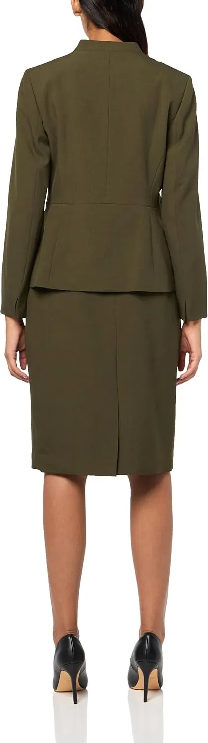 Women's Petite Two Button Blazer & Slim Skirt, 2pc Set