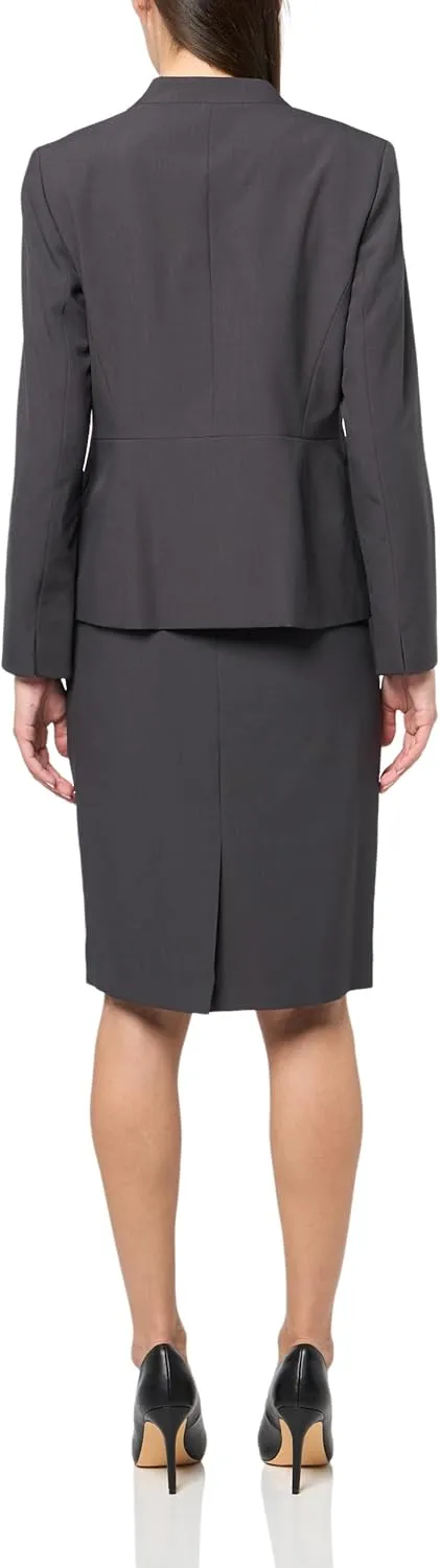 Women's Petite Two Button Blazer & Slim Skirt, 2pc Set