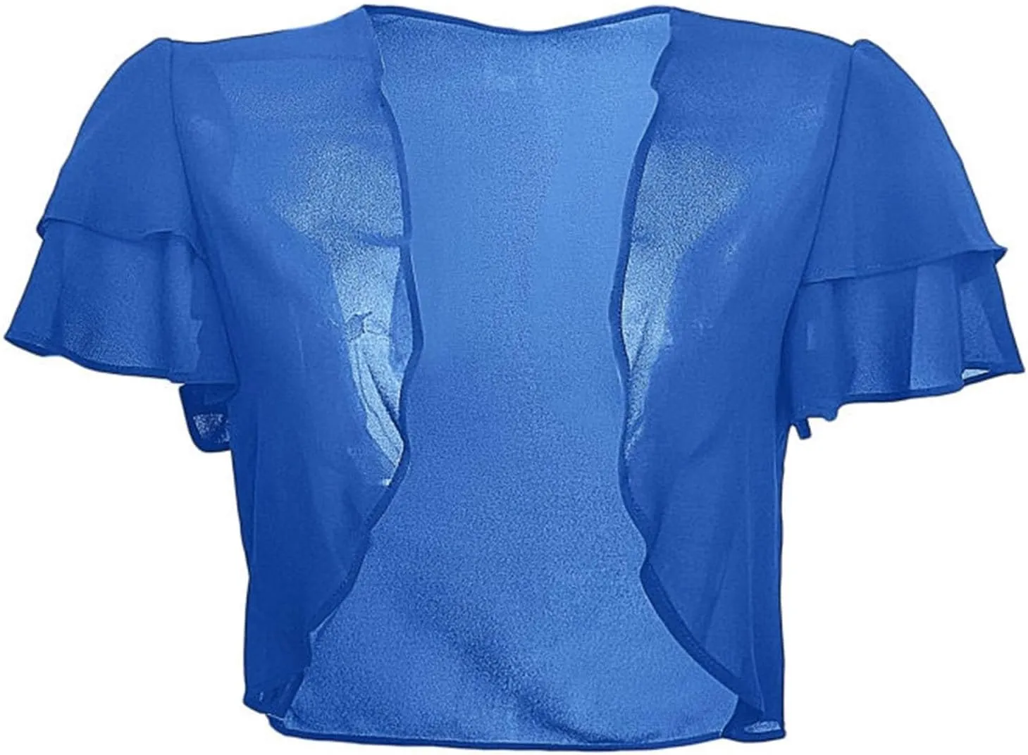 Women's Ruffle Chiffon Shrug Short Sleeve Open Front Sheer Mesh Bolero Cardigan Tops for Evening Dresses