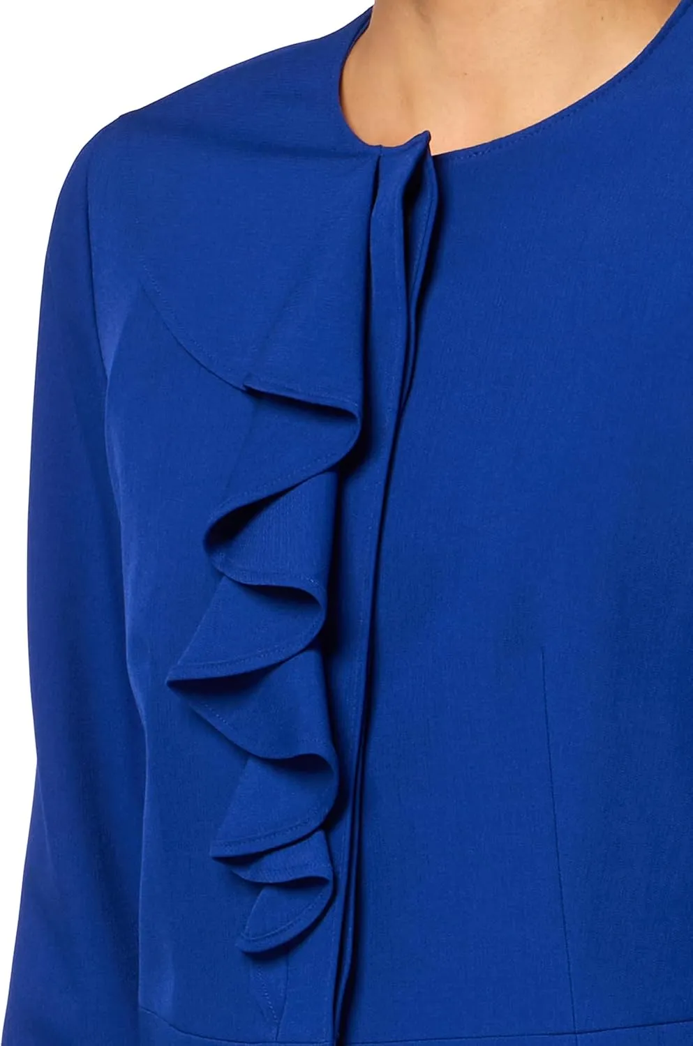 Women's Ruffle Front Blazer & Skirt, 2pc Set