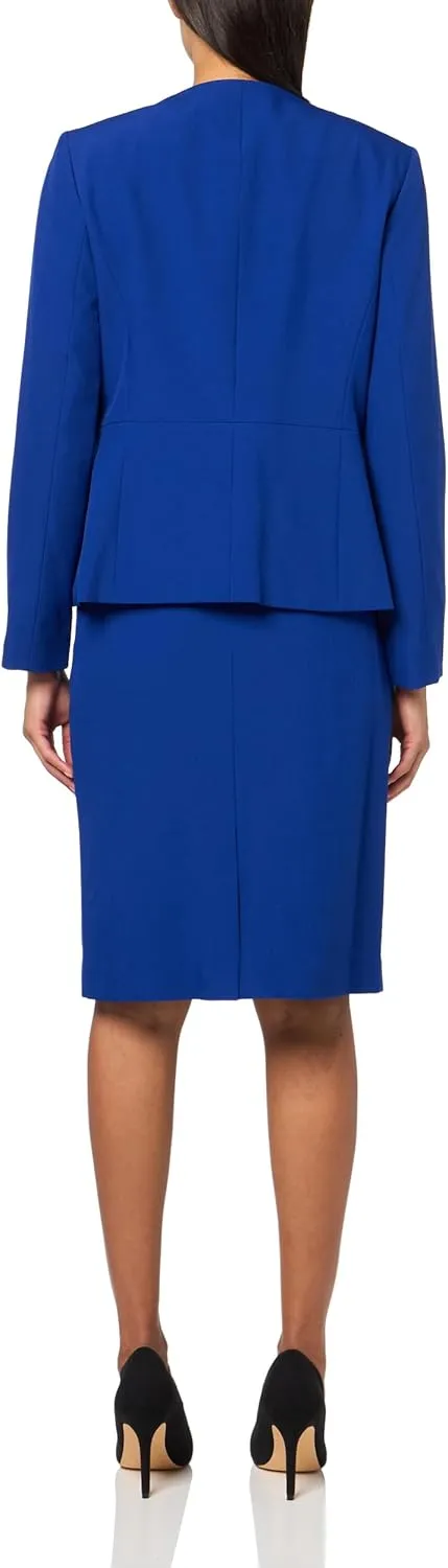 Women's Ruffle Front Blazer & Skirt, 2pc Set