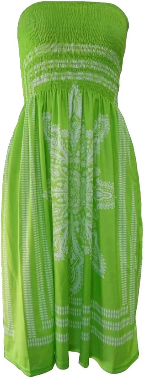 Women's Strapless Floral Bohemian Casual Mini Beach Dress Cover-ups Dress
