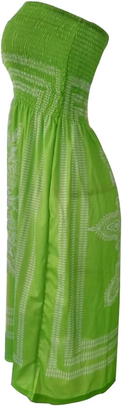 Women's Strapless Floral Bohemian Casual Mini Beach Dress Cover-ups Dress