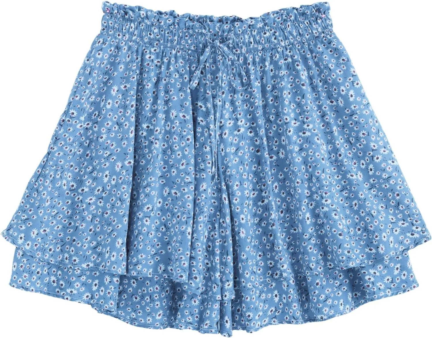 Women's Women's Summer Flowy Ruffle Hem Skirt Elastic High Waist Casual Boho Floral Skorts