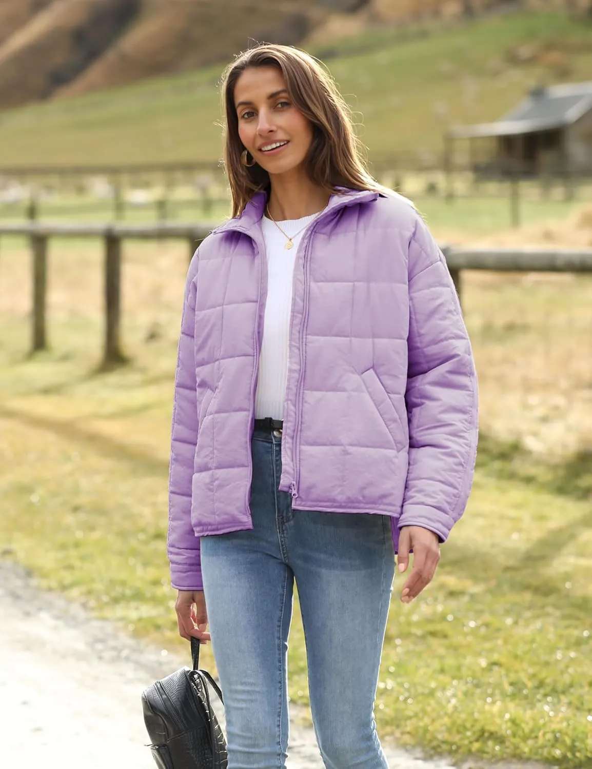 Xiaoxuemeng Womens Quilted Puffer Jacket Zip Up Lightweight Padded Coat Outwear