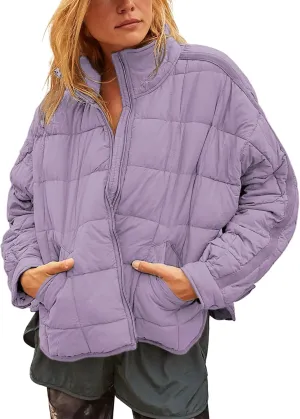 Xiaoxuemeng Womens Quilted Puffer Jacket Zip Up Lightweight Padded Coat Outwear