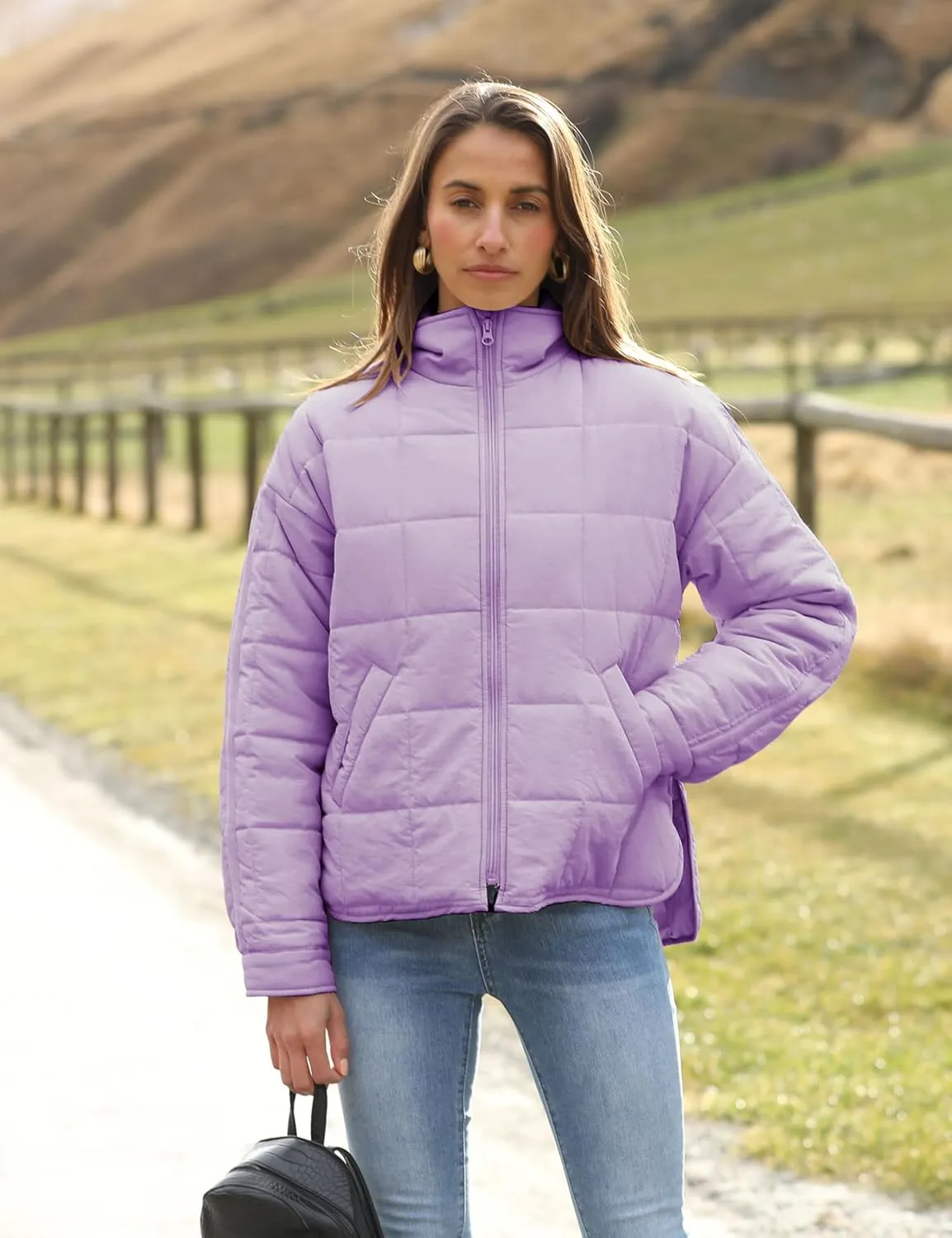 Xiaoxuemeng Womens Quilted Puffer Jacket Zip Up Lightweight Padded Coat Outwear
