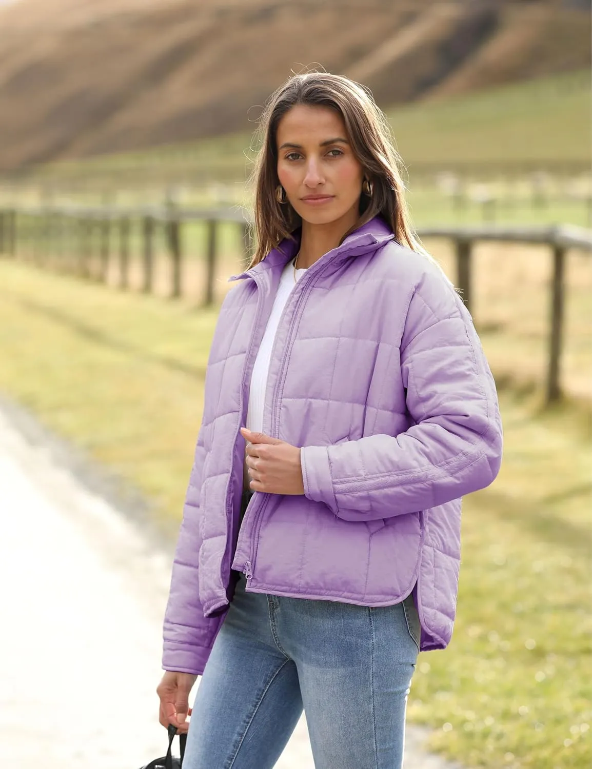 Xiaoxuemeng Womens Quilted Puffer Jacket Zip Up Lightweight Padded Coat Outwear