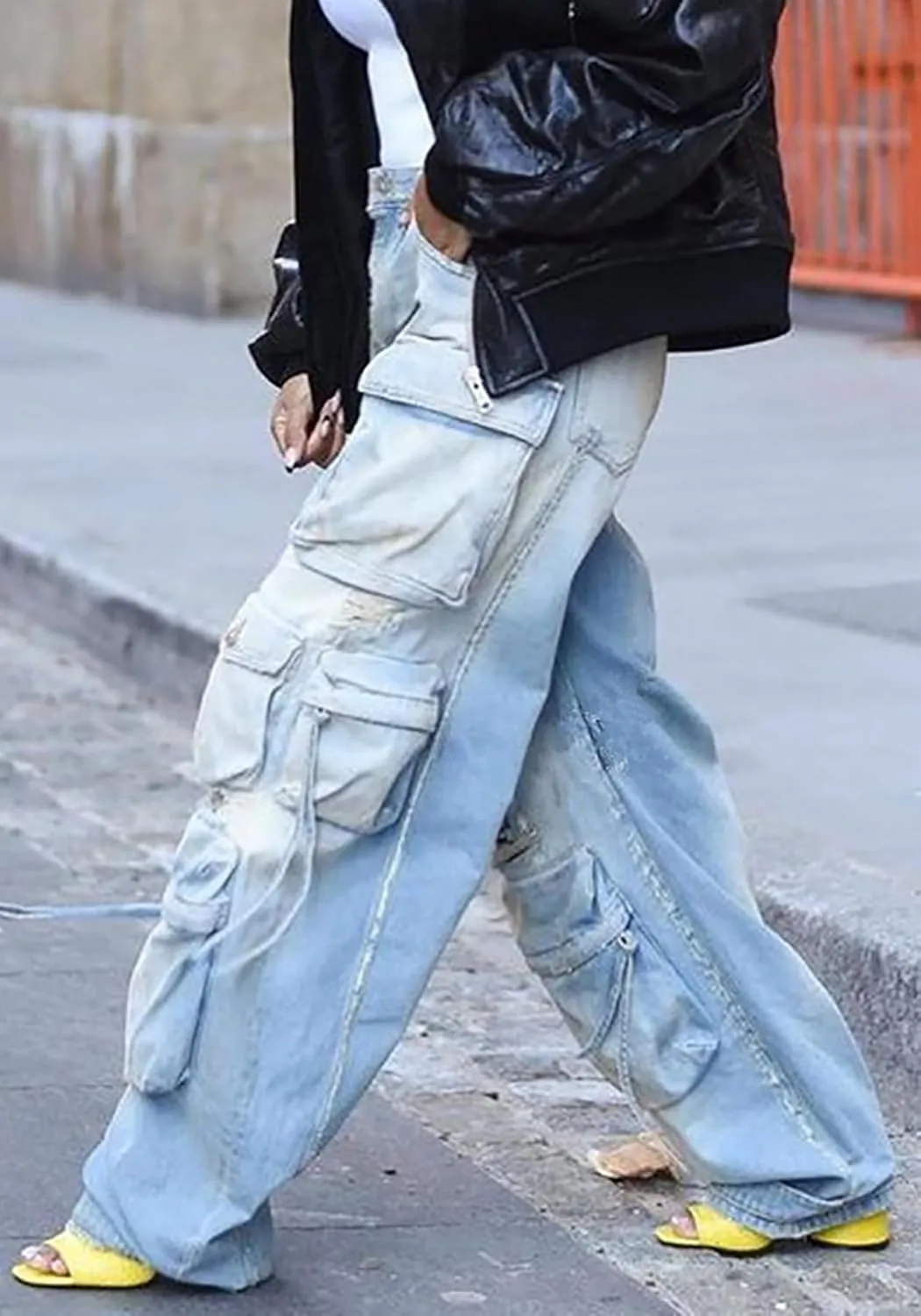 YOOTIKO Womens Baggy Jeans Cargo Pants Y2K High Waisted Distressed Street Denim Wide Leg Trousers with Pockets