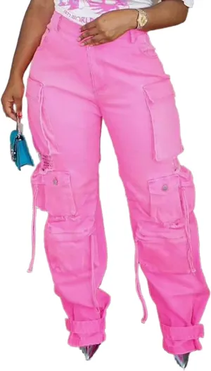YOOTIKO Womens Baggy Jeans Cargo Pants Y2K High Waisted Distressed Street Denim Wide Leg Trousers with Pockets