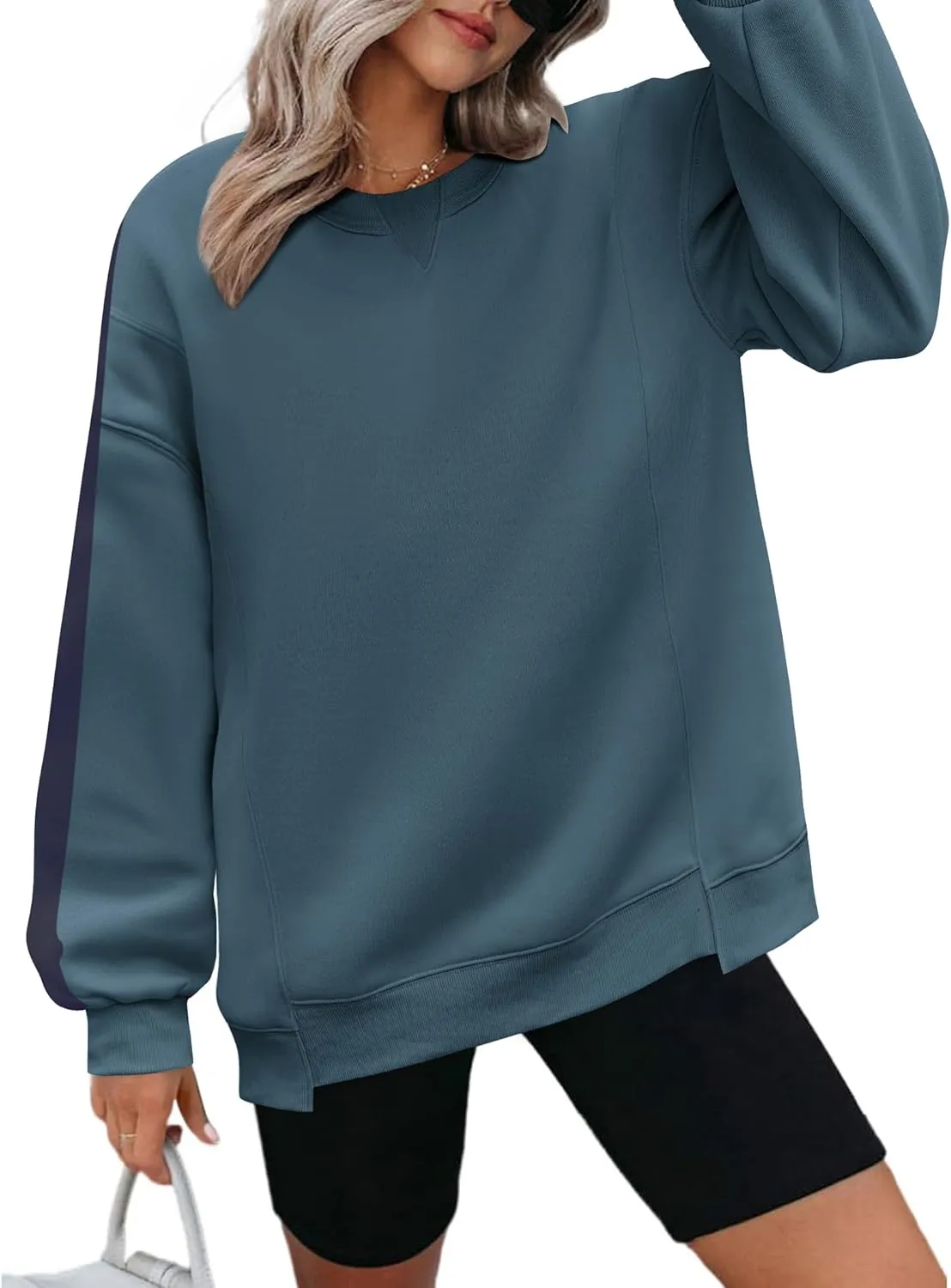 Zeagoo Womens Sweatshirt Long Sleeve Color Block Fleece Hoodies Fall Casual Crewneck Pullover Tunic Tops 2025