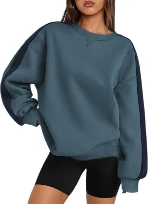 Zeagoo Womens Sweatshirt Long Sleeve Color Block Fleece Hoodies Fall Casual Crewneck Pullover Tunic Tops 2025