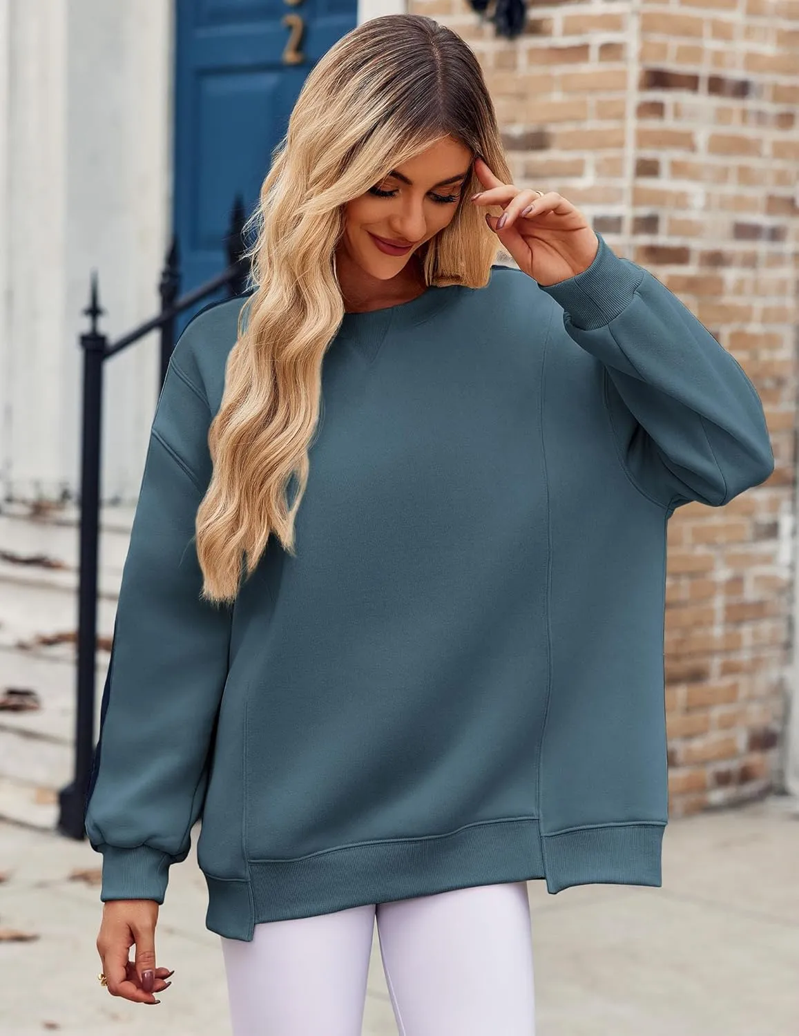 Zeagoo Womens Sweatshirt Long Sleeve Color Block Fleece Hoodies Fall Casual Crewneck Pullover Tunic Tops 2025
