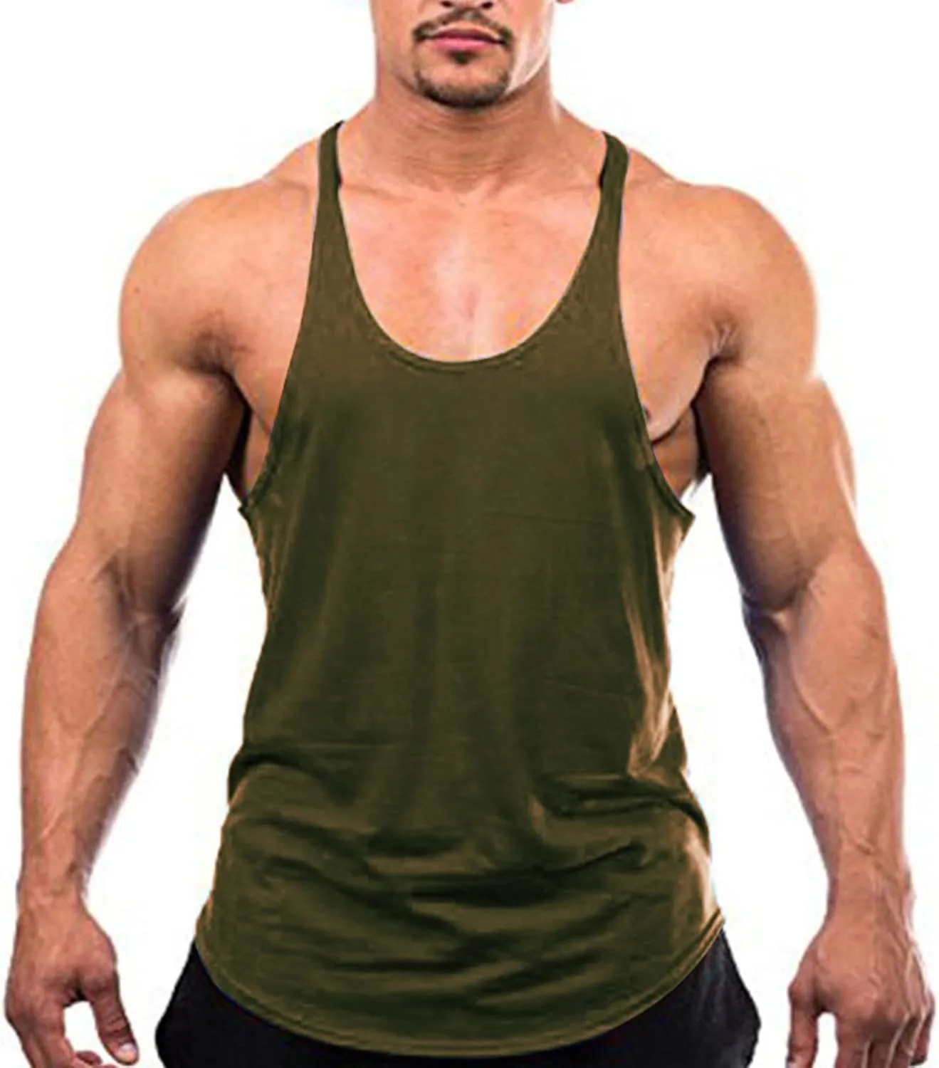 ZUEVI Men's Stringer Tank Tops Muscule Cut Bodybuilding Gym Vest Y-Back Workout Sleeveless T-Shirt