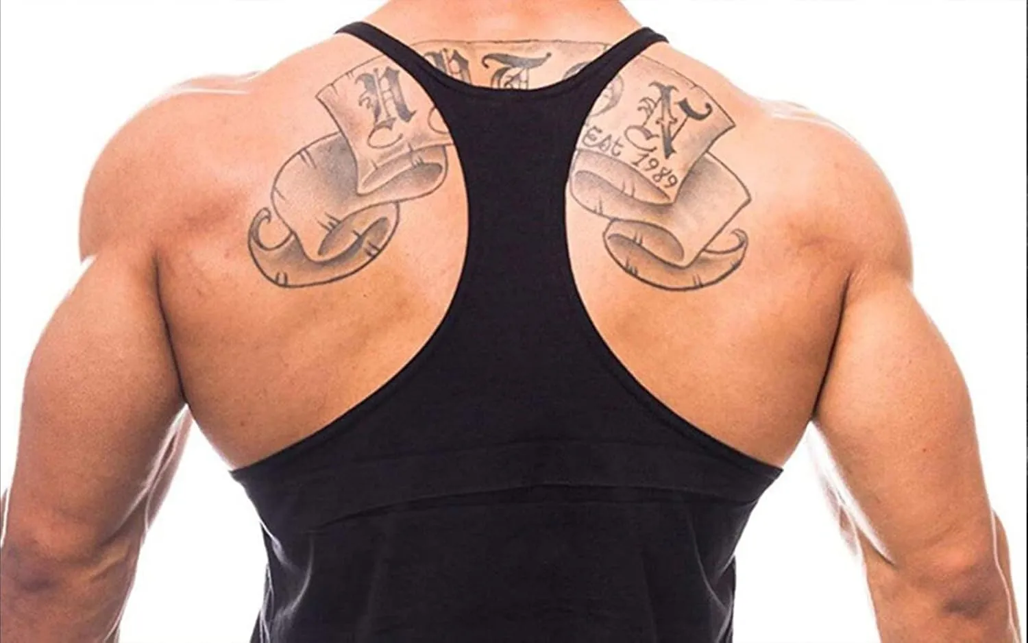 ZUEVI Men's Stringer Tank Tops Muscule Cut Bodybuilding Gym Vest Y-Back Workout Sleeveless T-Shirt
